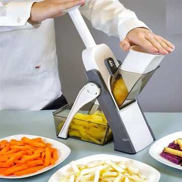 Manual Vegetable Cutter & Slicer, Multifunction Kitchen Chopper with Stainless Steel Blades